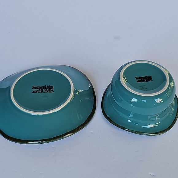 Southern Living Tuscan Tidbit Bowl and Saucer Set Turquoise Teal Blue Aqua‎ 1660 - Picture 6 of 8